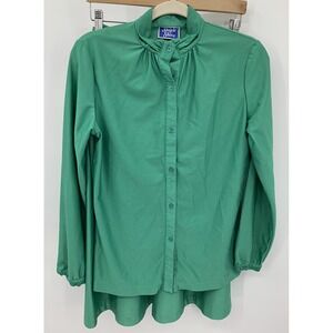 Vintage Ship N Shore Size 10 Blouse & Midi Skirt Set Secretary Geek Kelly Green